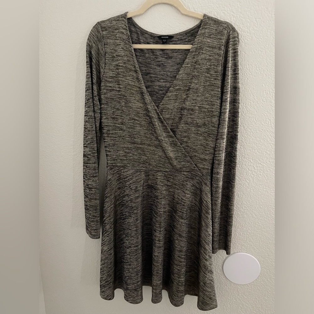 Guess Metallic Gold Fit and Flare Dress